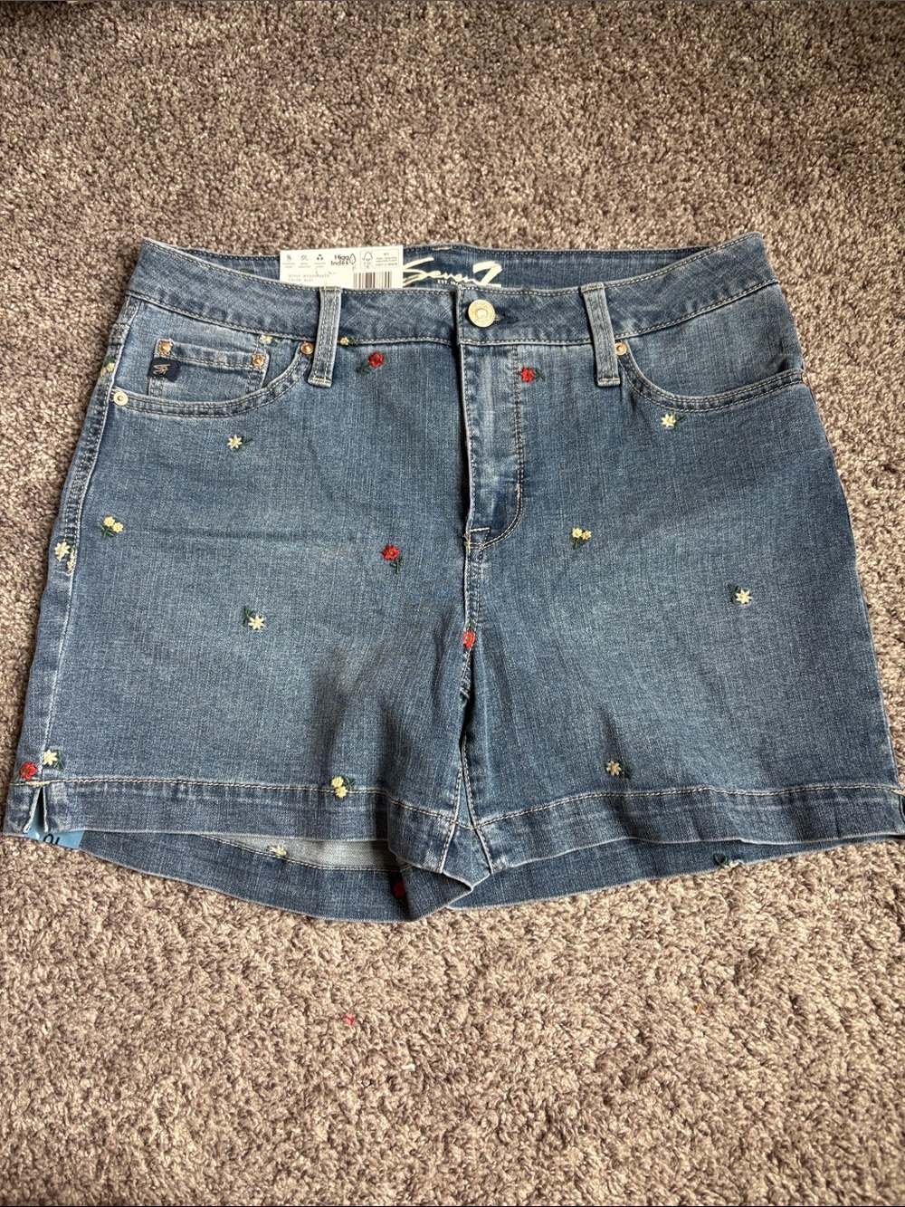 Floral denim shorts